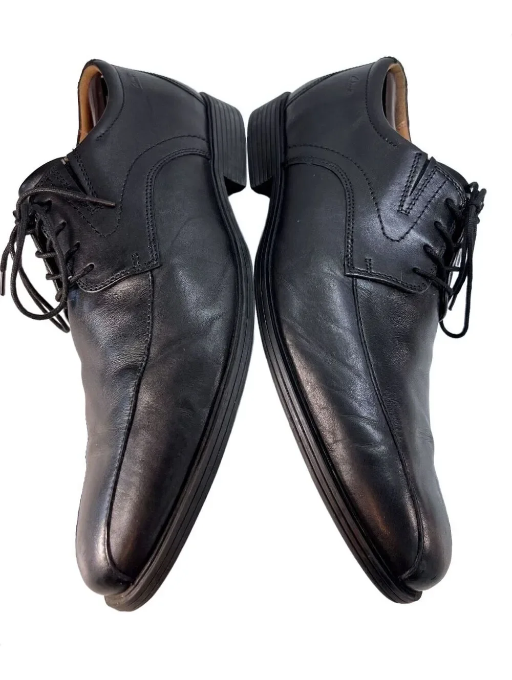 Clarks Whiddon Pace Black Leather Oxfords Wide Office Preppy Minimal Mens 12